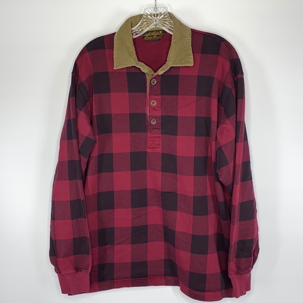 Vintage Eddie Bauer Buffalo Plaid Long Sleeve Collared Shirt Size Large